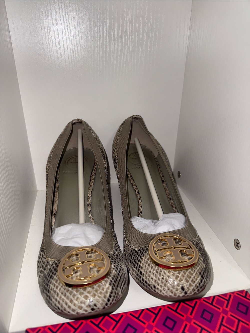 Tory Burch Snake-Print Wedge with Gold Logo